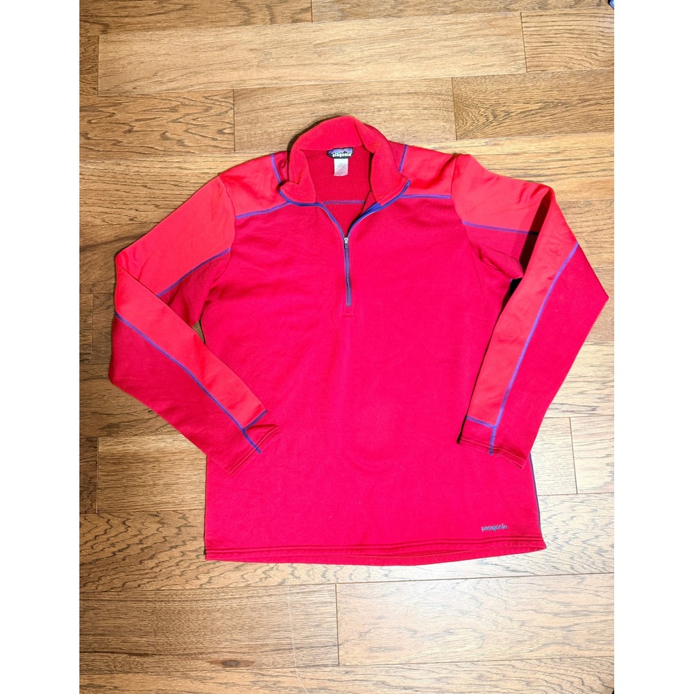 Patagonia Fleece Pullover Mens Red Vintage Quarter Zip Spandex Large